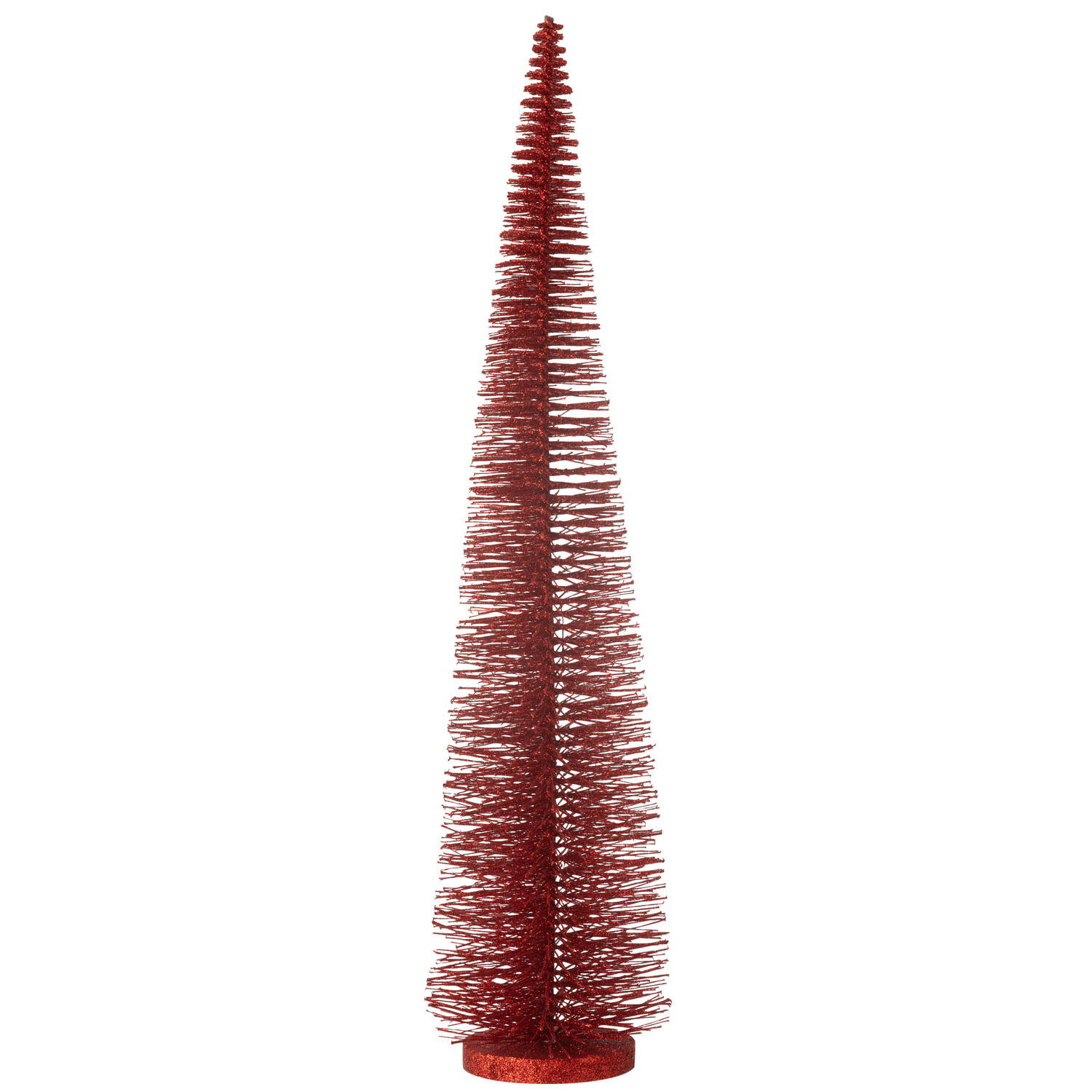 J-line - Kerstboom Decoratief Glitter Plastiek Rood Large - 15x15x61cm