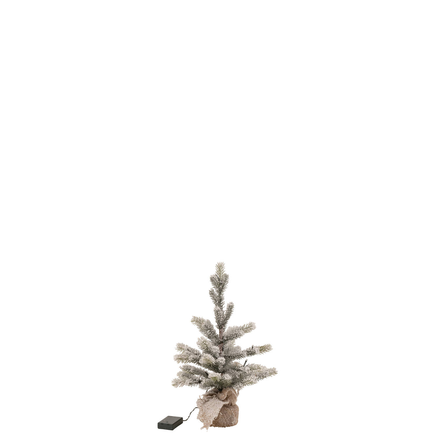 J-line - Kerstboom Besneeuwd+led+batterij In Pot Jute Plastiek Groen Small - 25x25x50cm