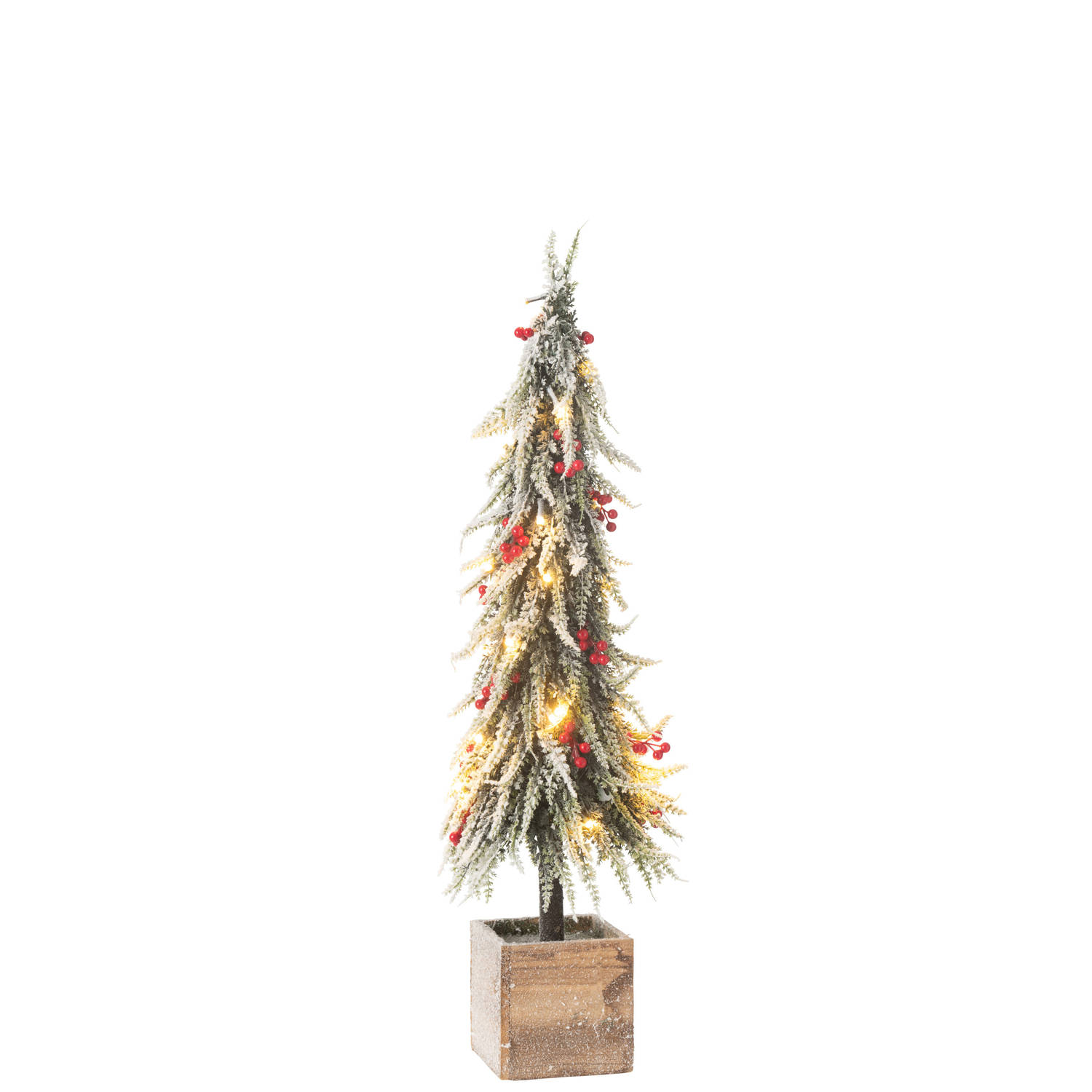 J-line - Kerstboom+led Kunststof Sneeuw Groen/rood Large - 18x18x75cm