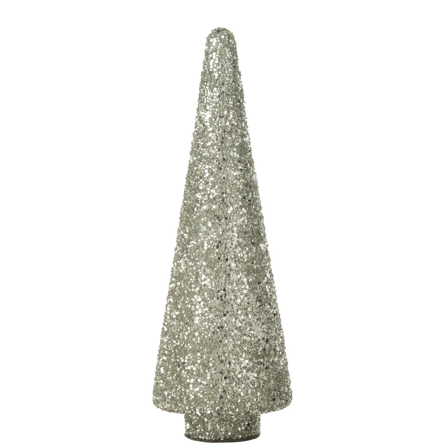 J-line - Kerstboom Glitter Glas Zilver Large - 14x14x39cm