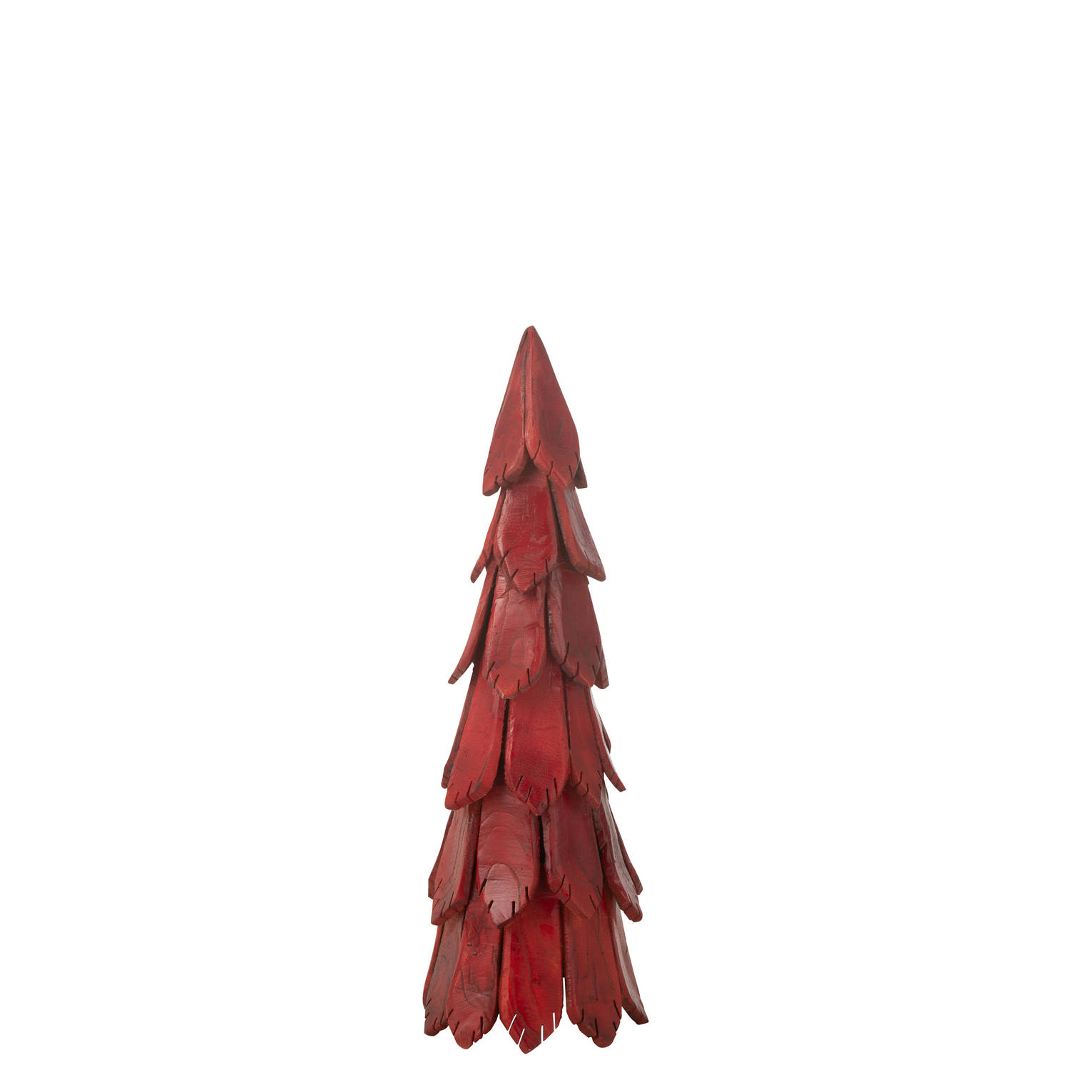 J-line - Kerstboom Stukken Hout Rood Medium - 28x28x80cm