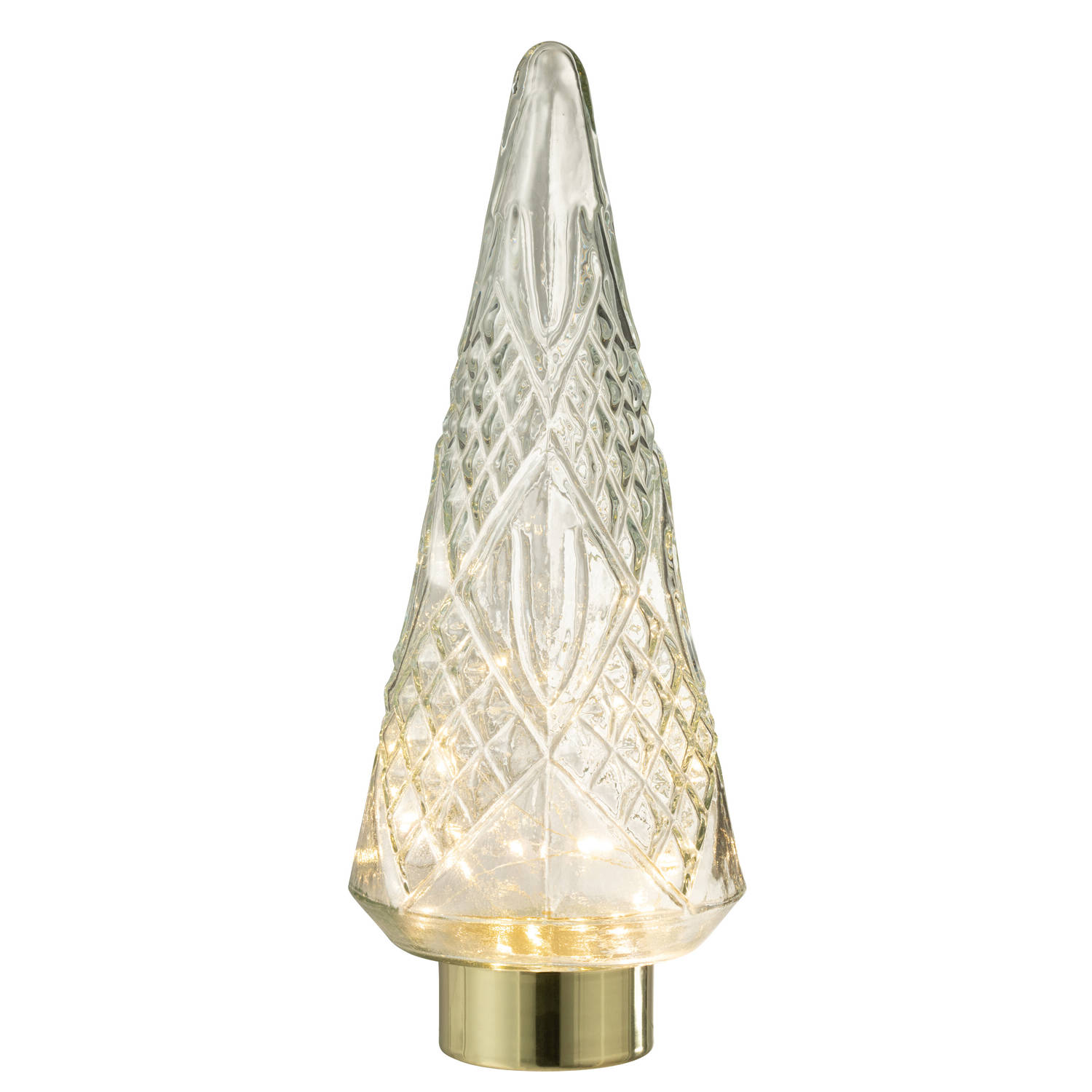 J-line - Kerstboom Led Glas Transparant Large - 18x18x47cm