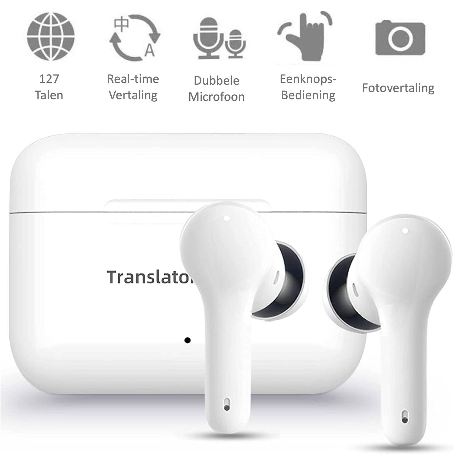 Shine Earpods en Vertaalcomputer - Draadloze Bluetooth Oordopjes - 127 Talen en 97% Accuraat - 24 Uur Batterij