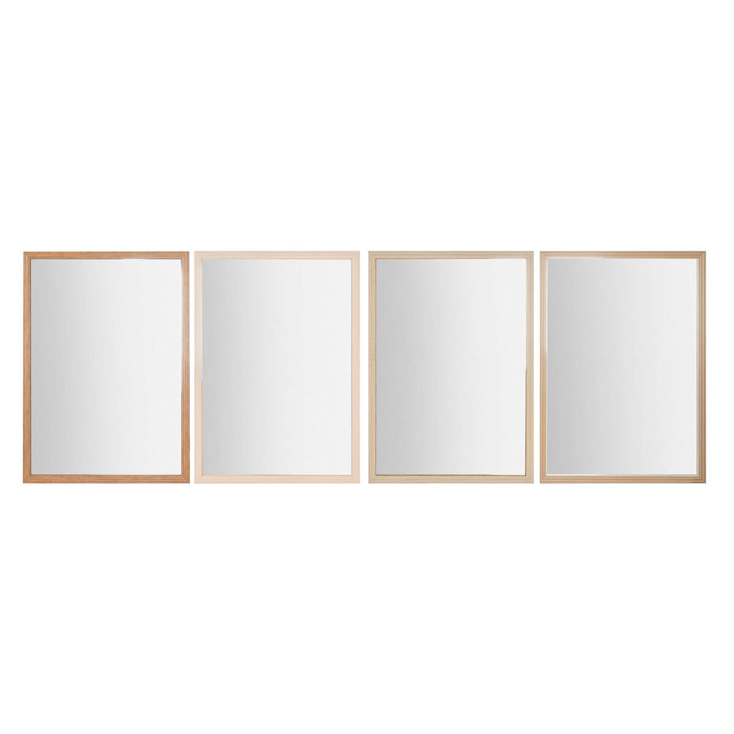 Wandspiegel Home ESPRIT Wit Bruin Beige Grijs Kristal polyestyreen 66 x 2 x 92 cm (4 Stuks)