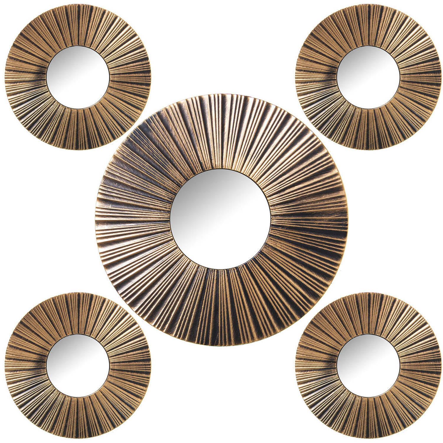 Set spiegels Alexandra House Living Gouden Plastic 2 x 88 x 46 cm Cirkelvormig