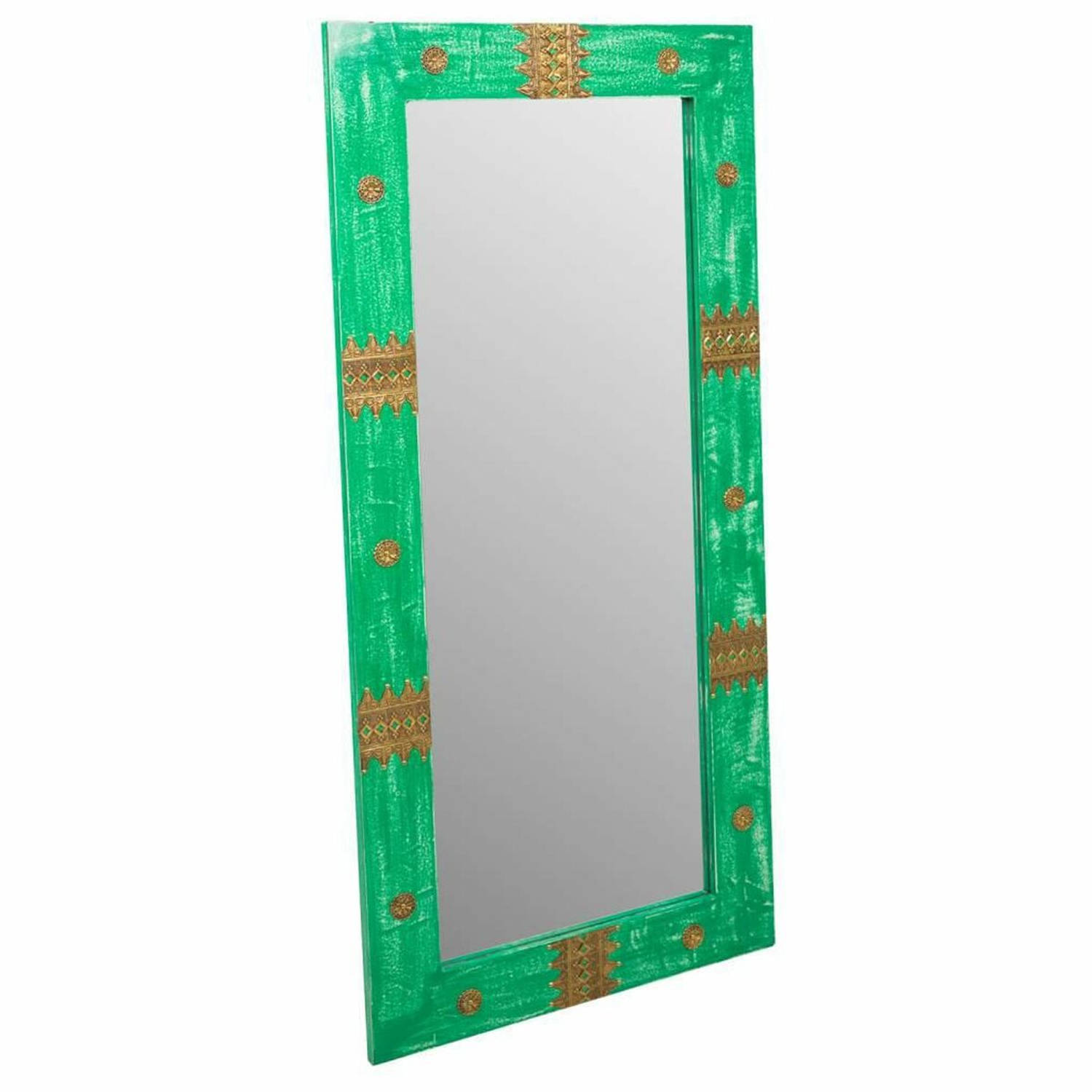 Wandspiegel Alexandra House Living Groen Gouden Glas Mangohout 1 x 113 x 52 cm