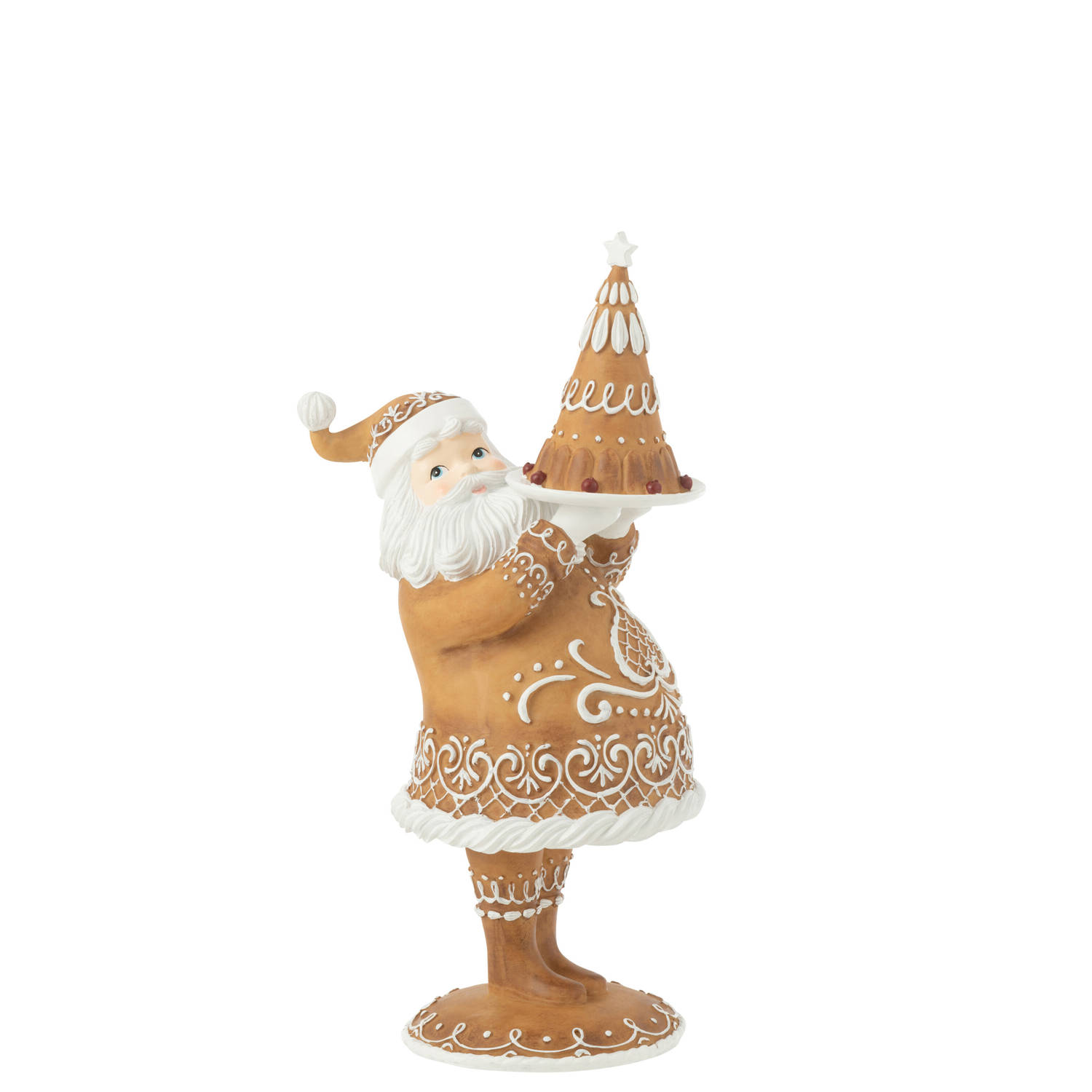 J-line - Peperkoek Kerstman Cake Resine Bruin - 22.5x16.5x43cm