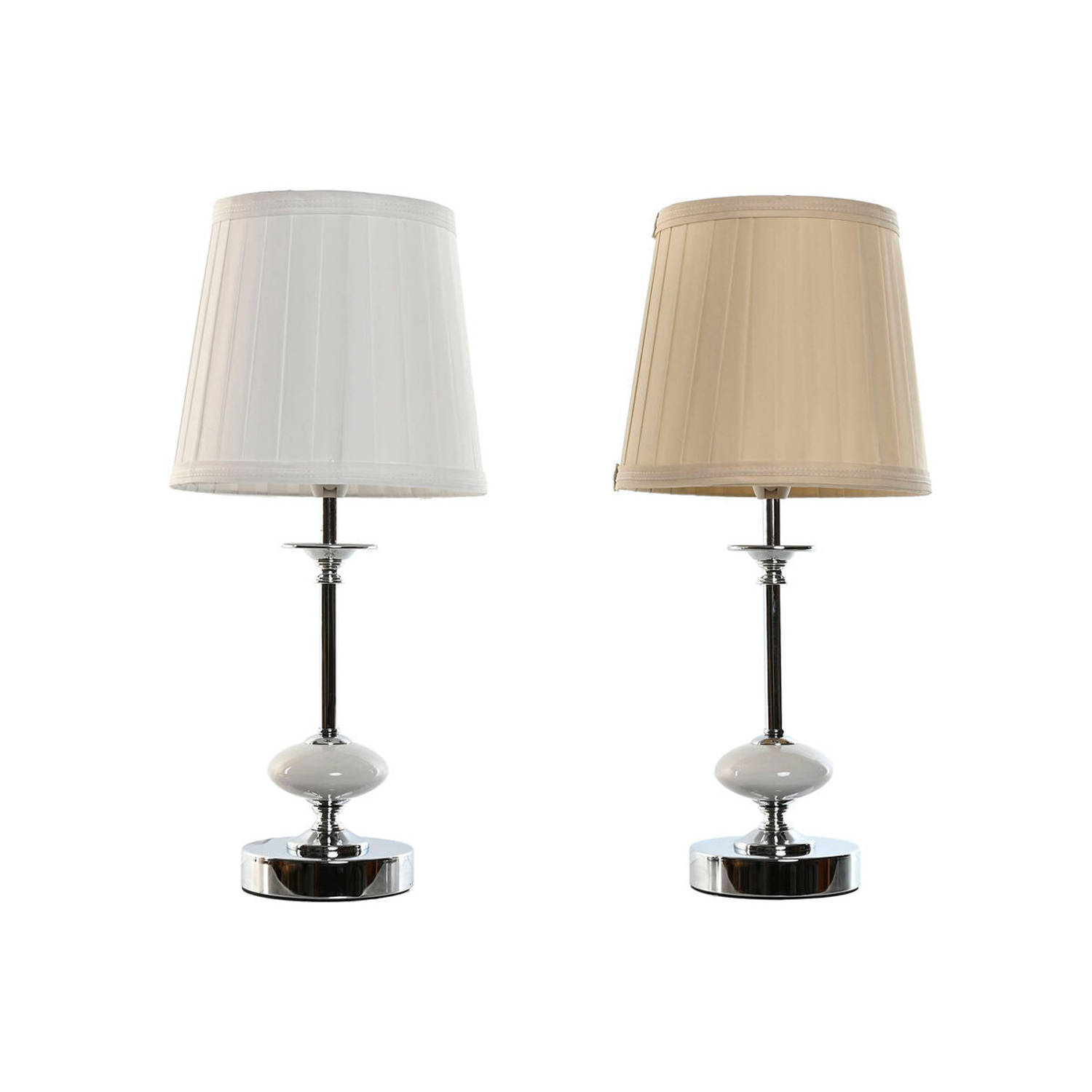 Bureaulamp Home ESPRIT Wit Beige Metaal Porselein 25 W 220 V 20 x 20 x 44 cm (2 Stuks)