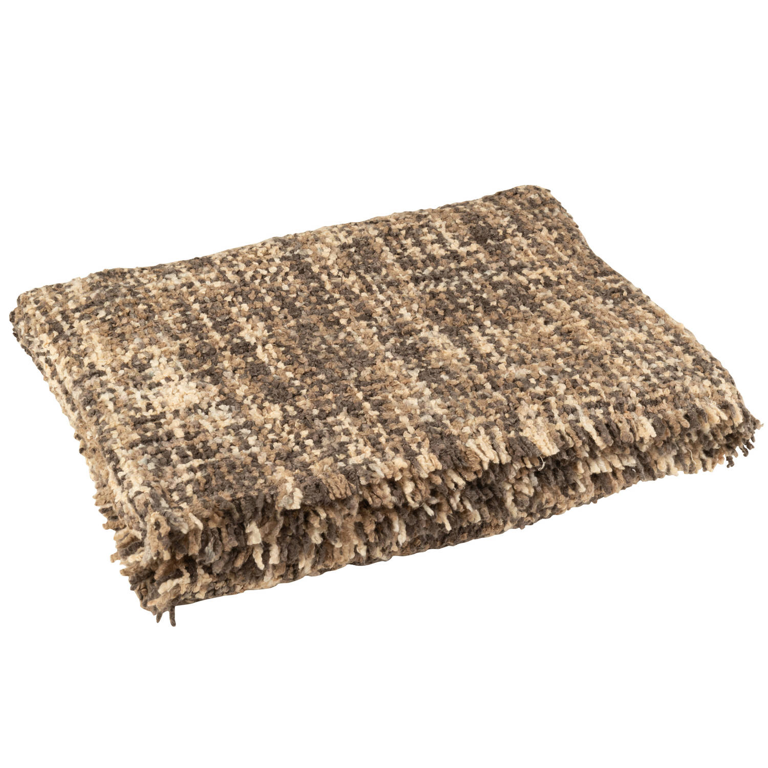 J-line - Plaid Tweed Acryl/katoen Bruin/beige - 180x130x1cm