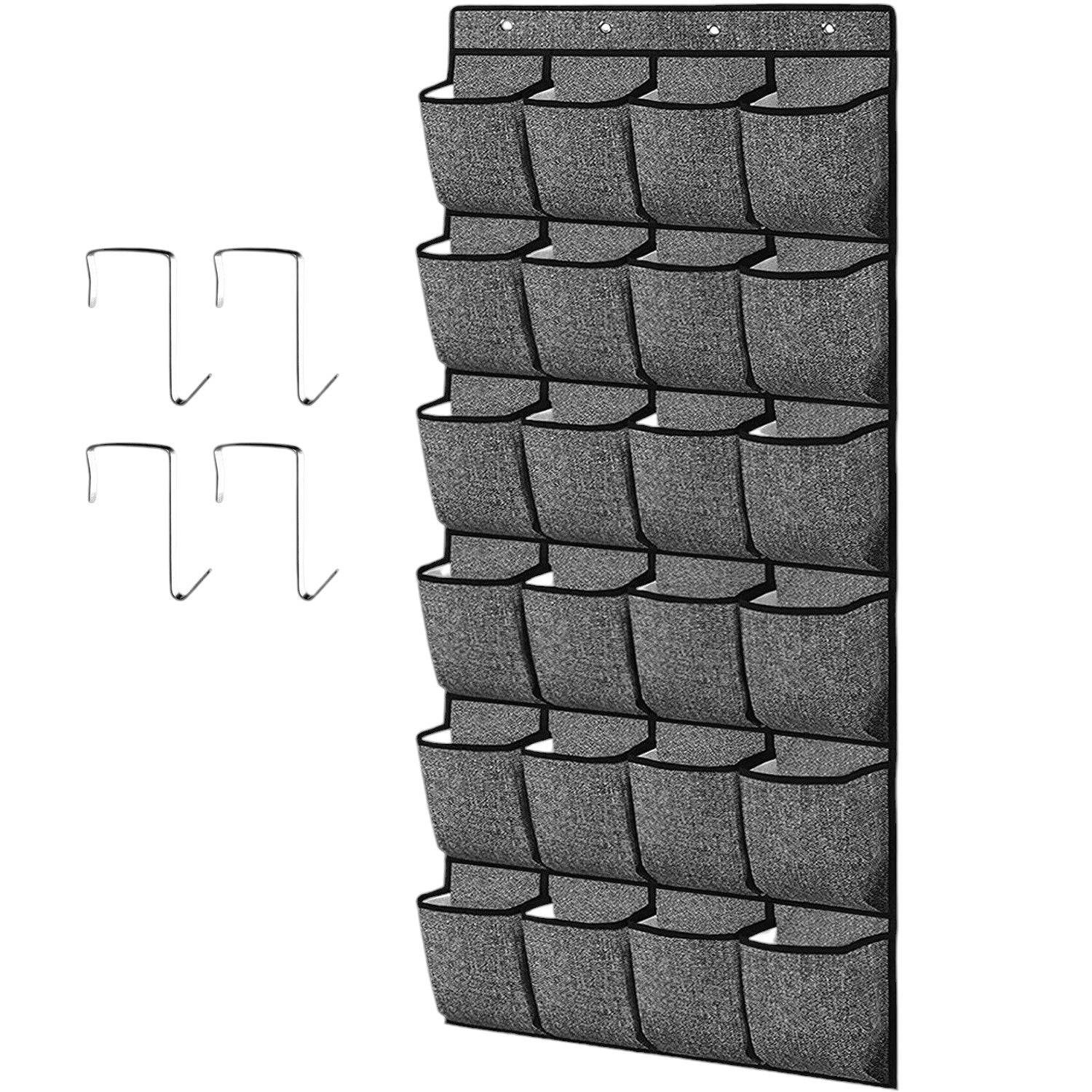 Schoenenkast Hangend - Schoenenzak 24 vakken - Opbergen van Schoenen aan Deur - Schoenenzak Grijs - Oplossing voor rondslingerende schoenen - Hoogwaardige Schoenenkast