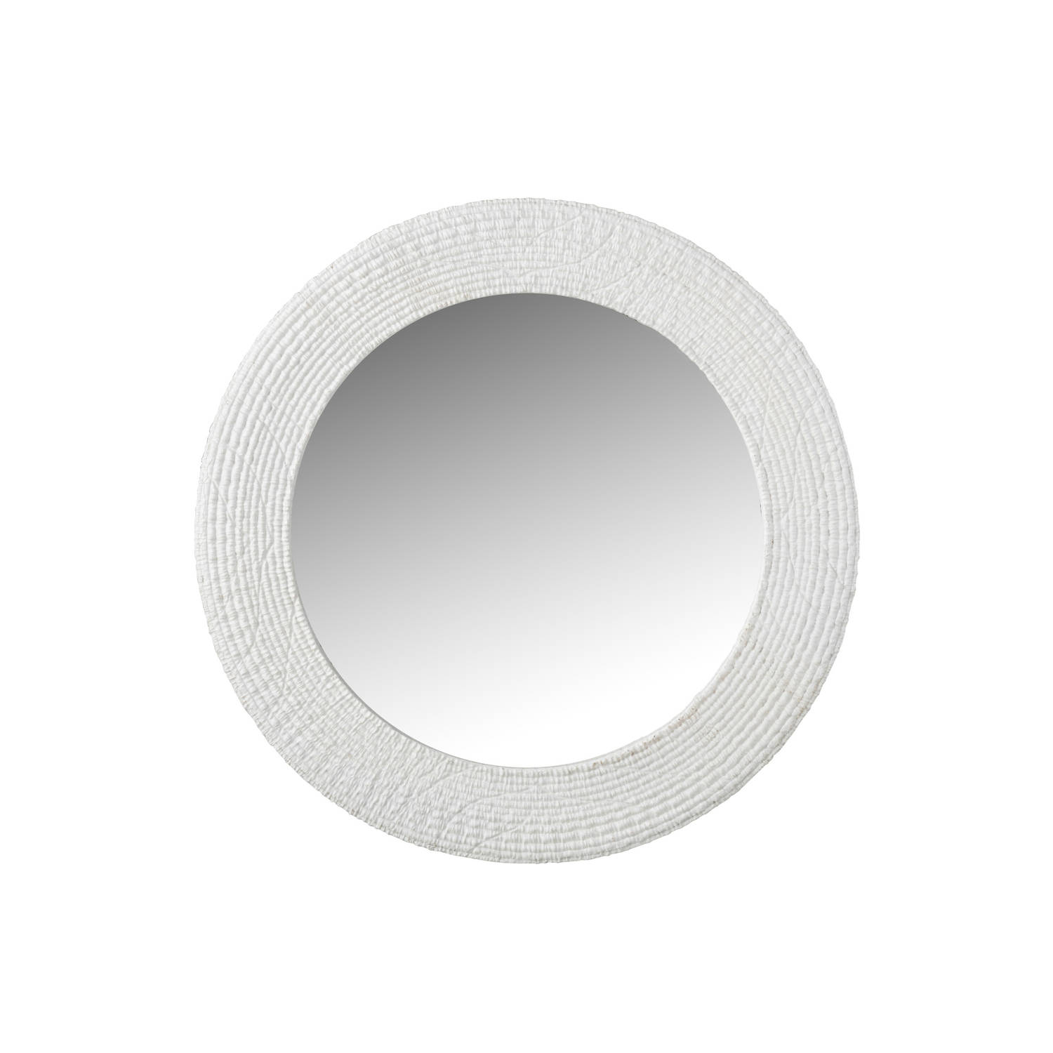 J-line - Spiegel Rond Ribbels Polyresine Wit - 50.3x3.2x50.3cm