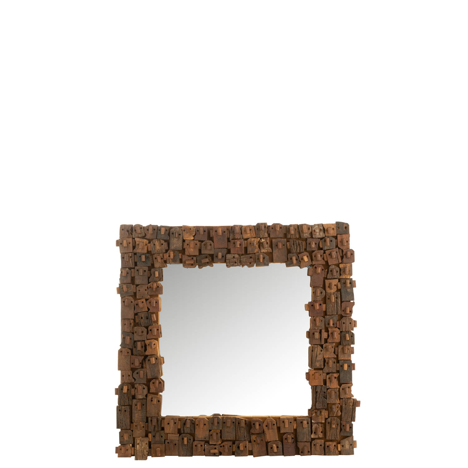 J-line - Spiegel Syma Gerecycleerd Hout/spiegel Naturel Small - 90x5x90cm