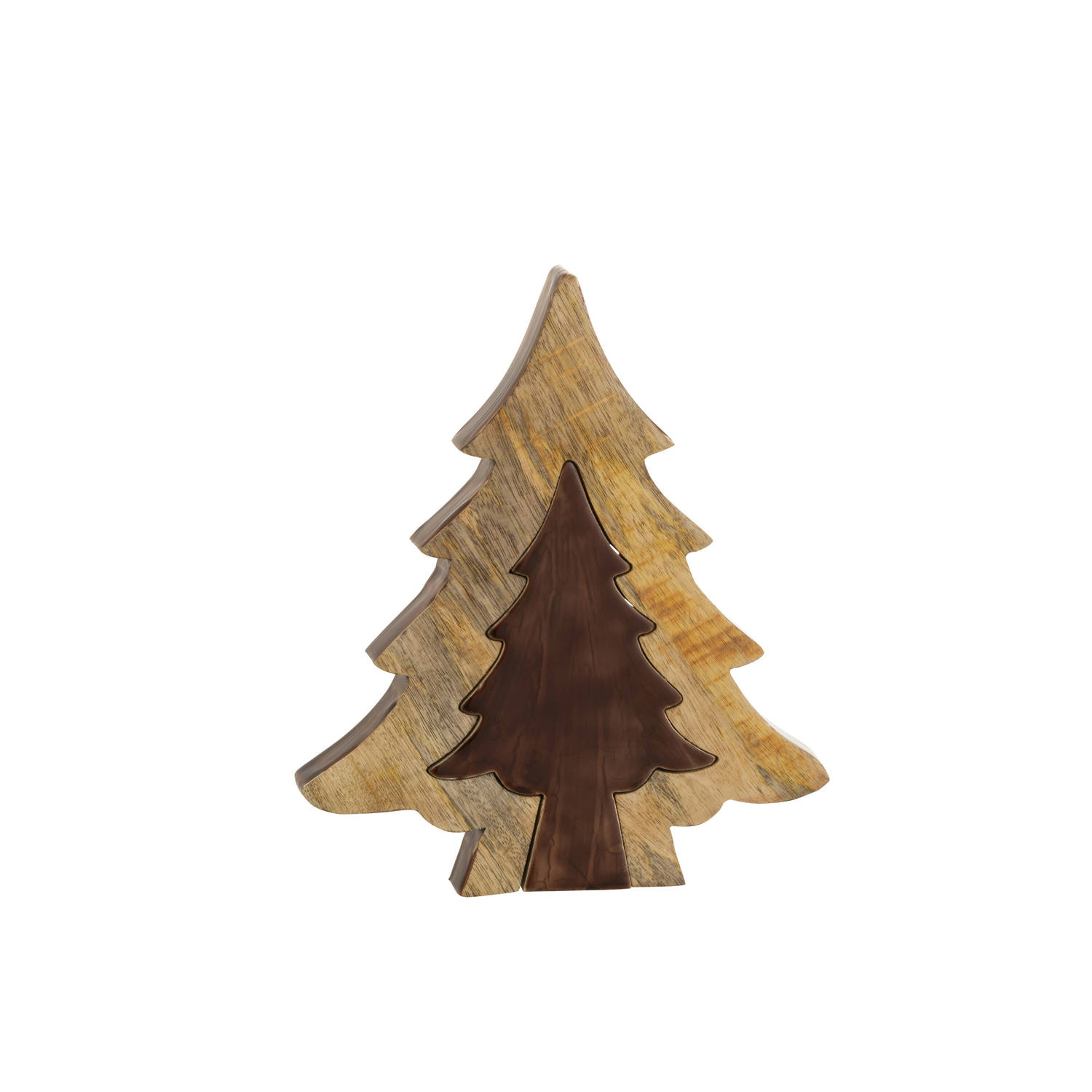 J-line - Boom Puzzel Hout Bruin/naturel Large - 30x26x3.5cm