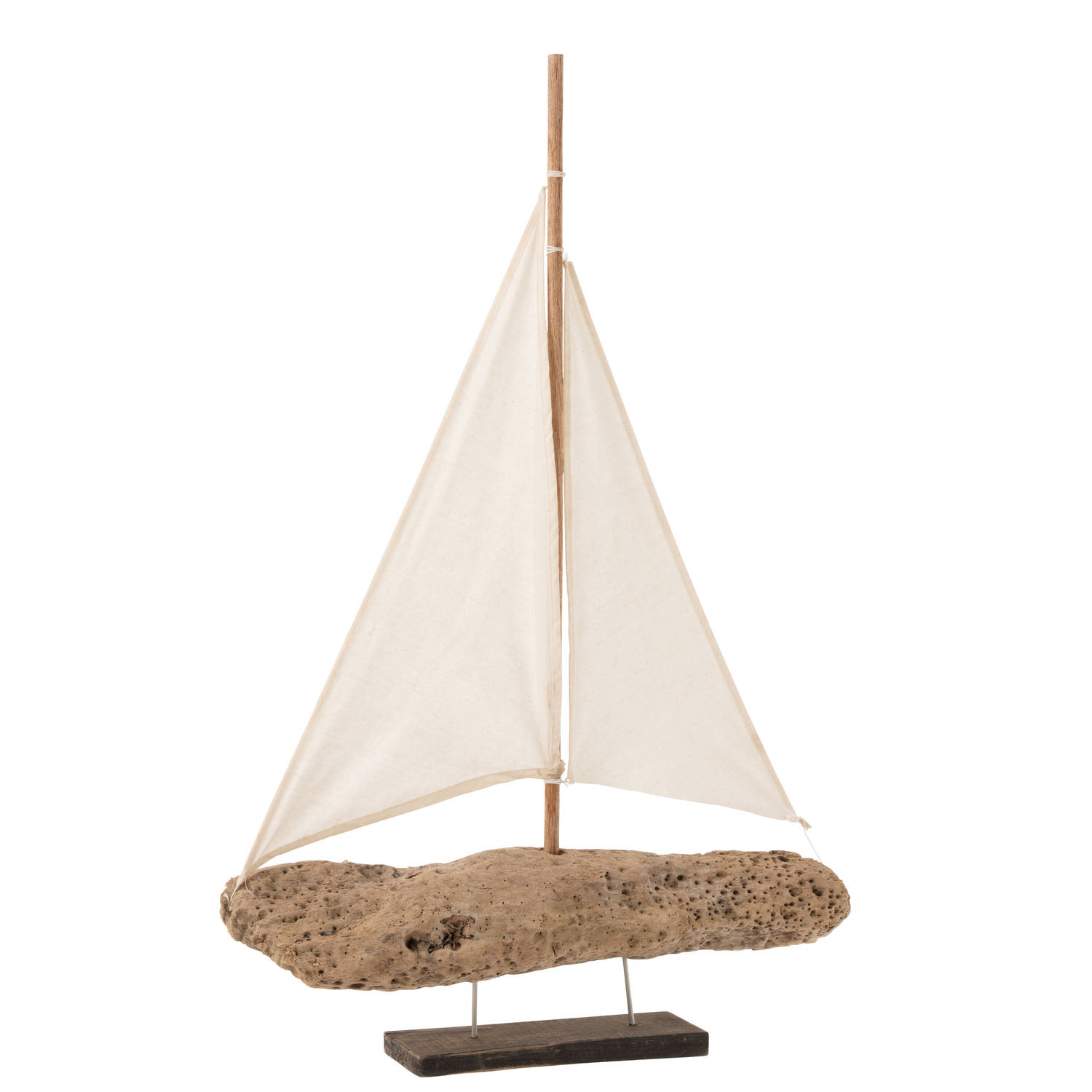 J-line - Zeilboot Op Voet Drijfhout Naturel Large - 45x7x61cm