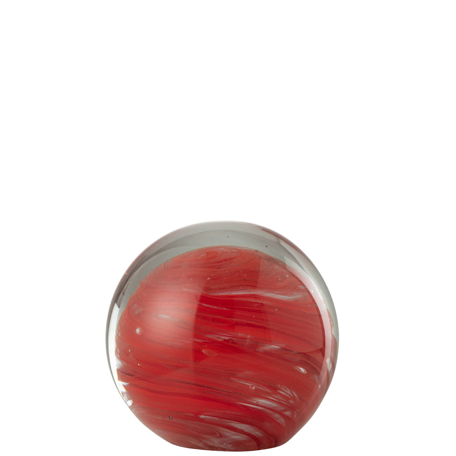 J-line - Presse-papier Twister Rond Glas Rood Large - 17.5x17.5x17cm