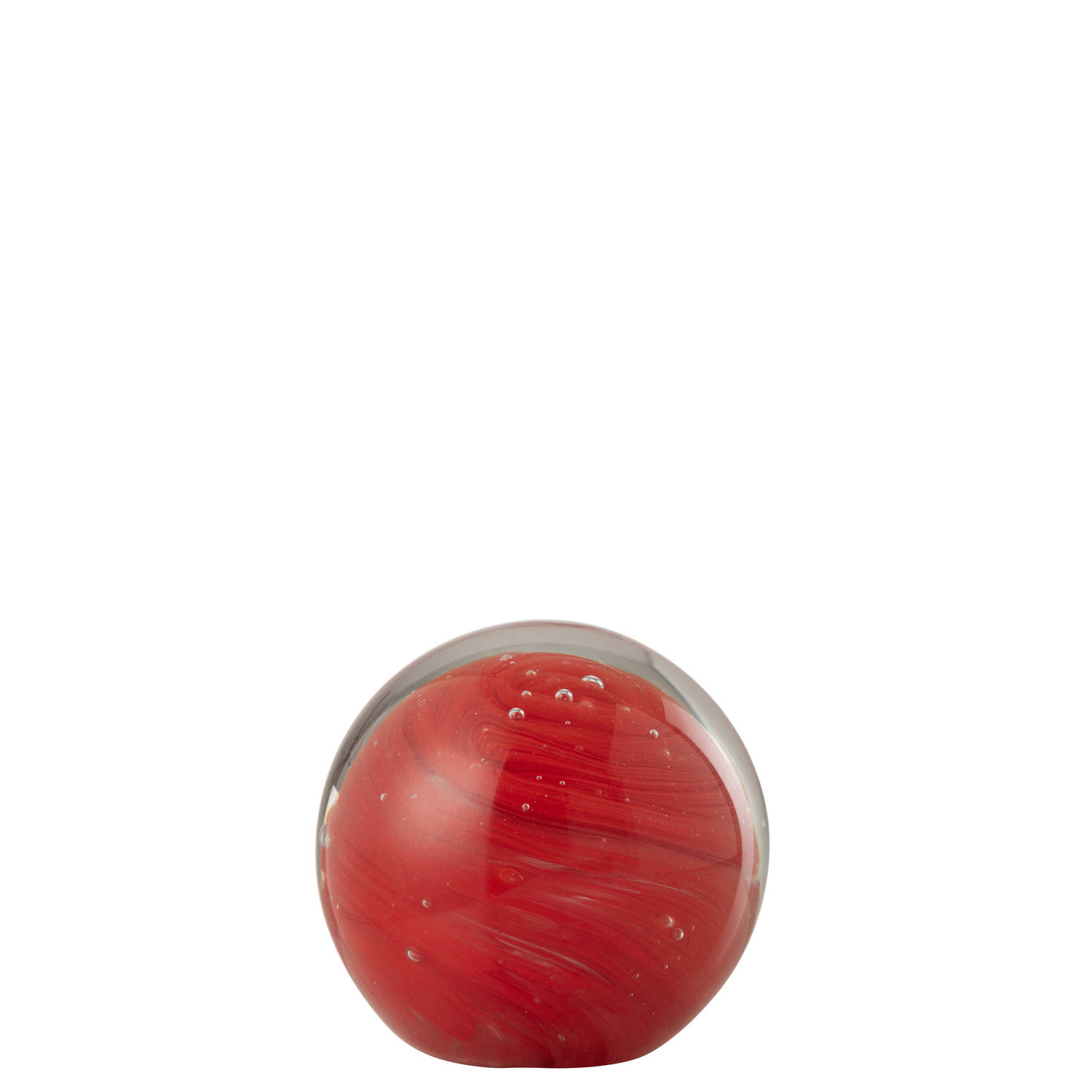 J-line - Presse-papier Twister Rond Glas Rood Medium - 13x13x13.5cm