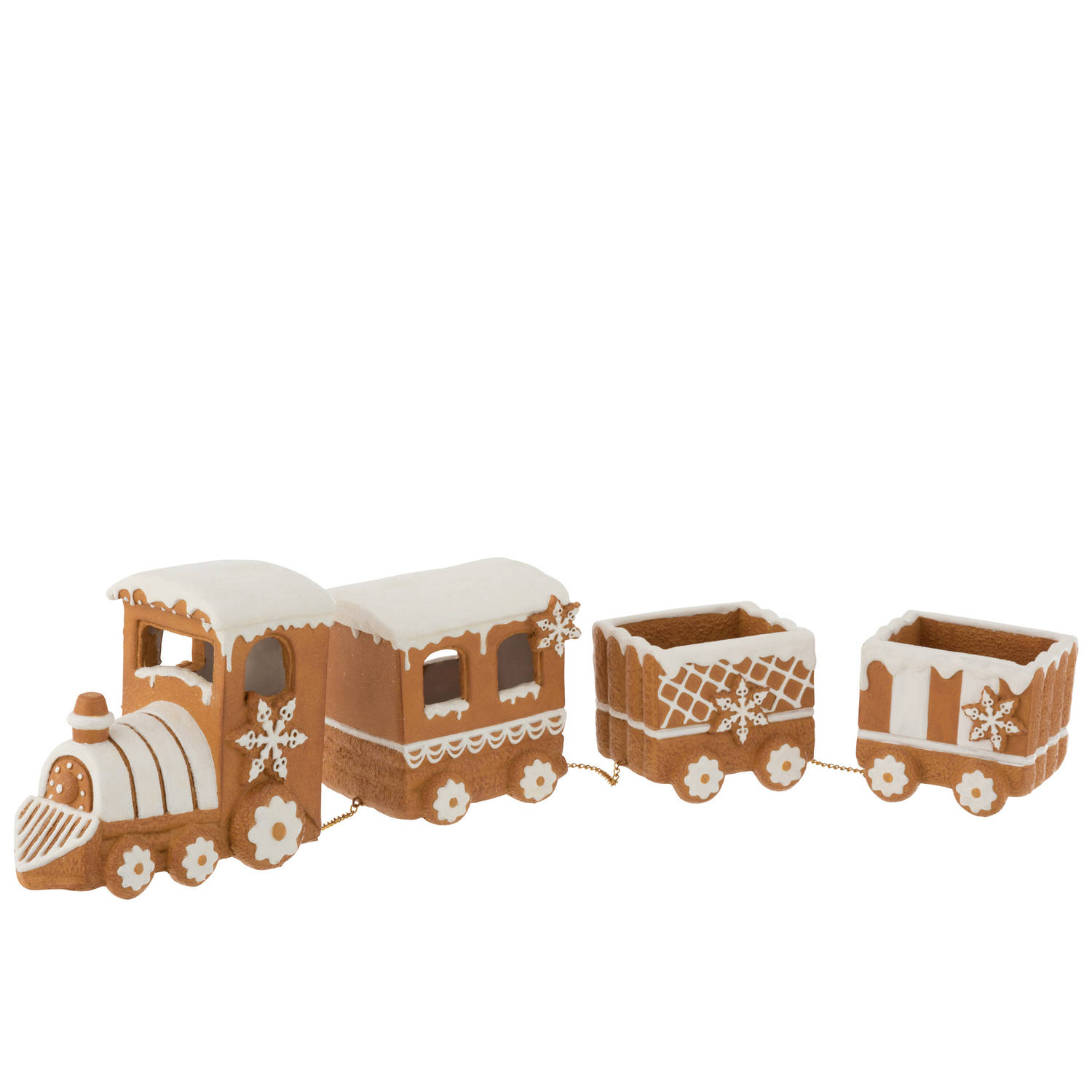 J-line - Trein Peperkoek Poly Bruin - 45x8x13cm