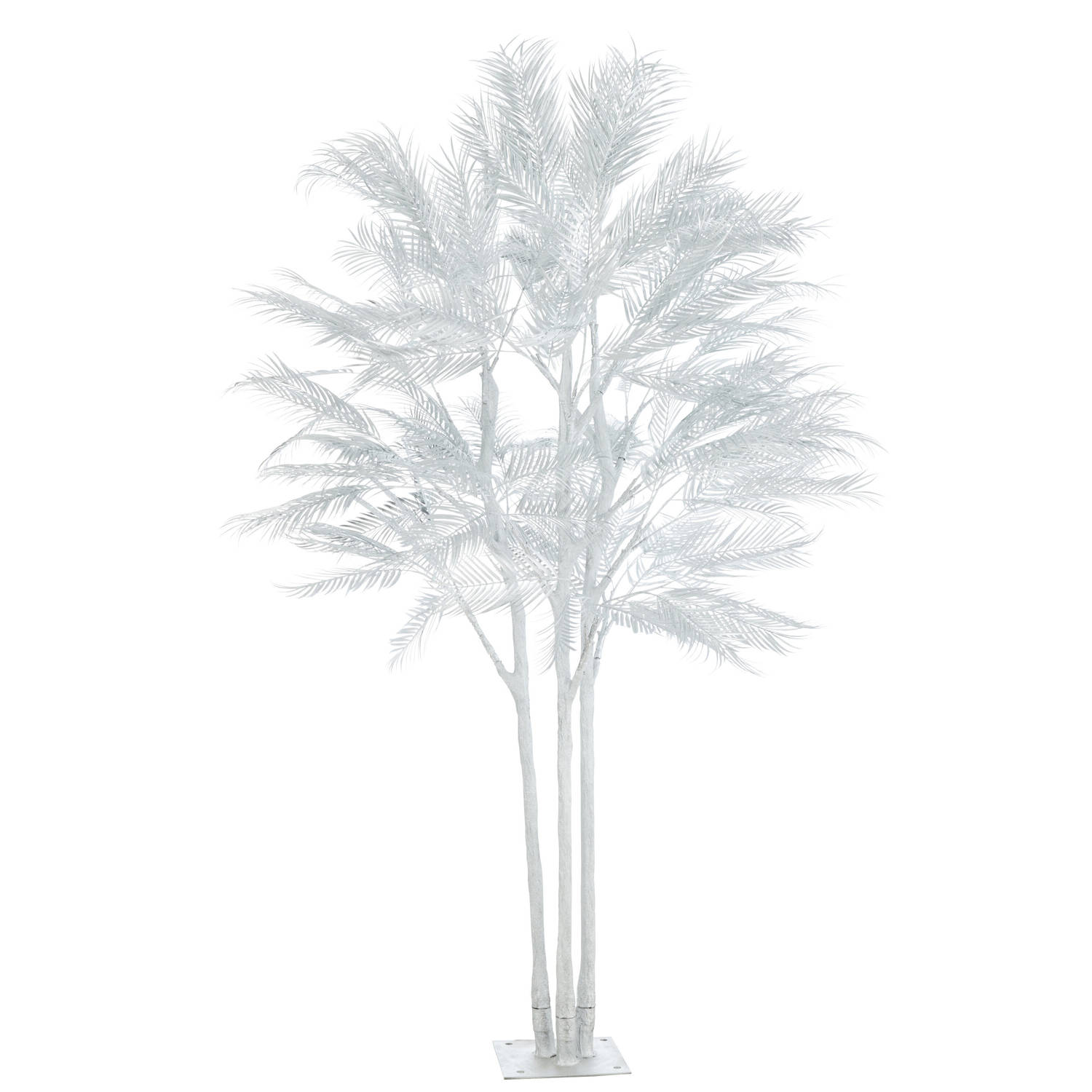 J-line - Boom Palm Bladeren 3 Stammen Staal Zilver Large - 180x180x250cm