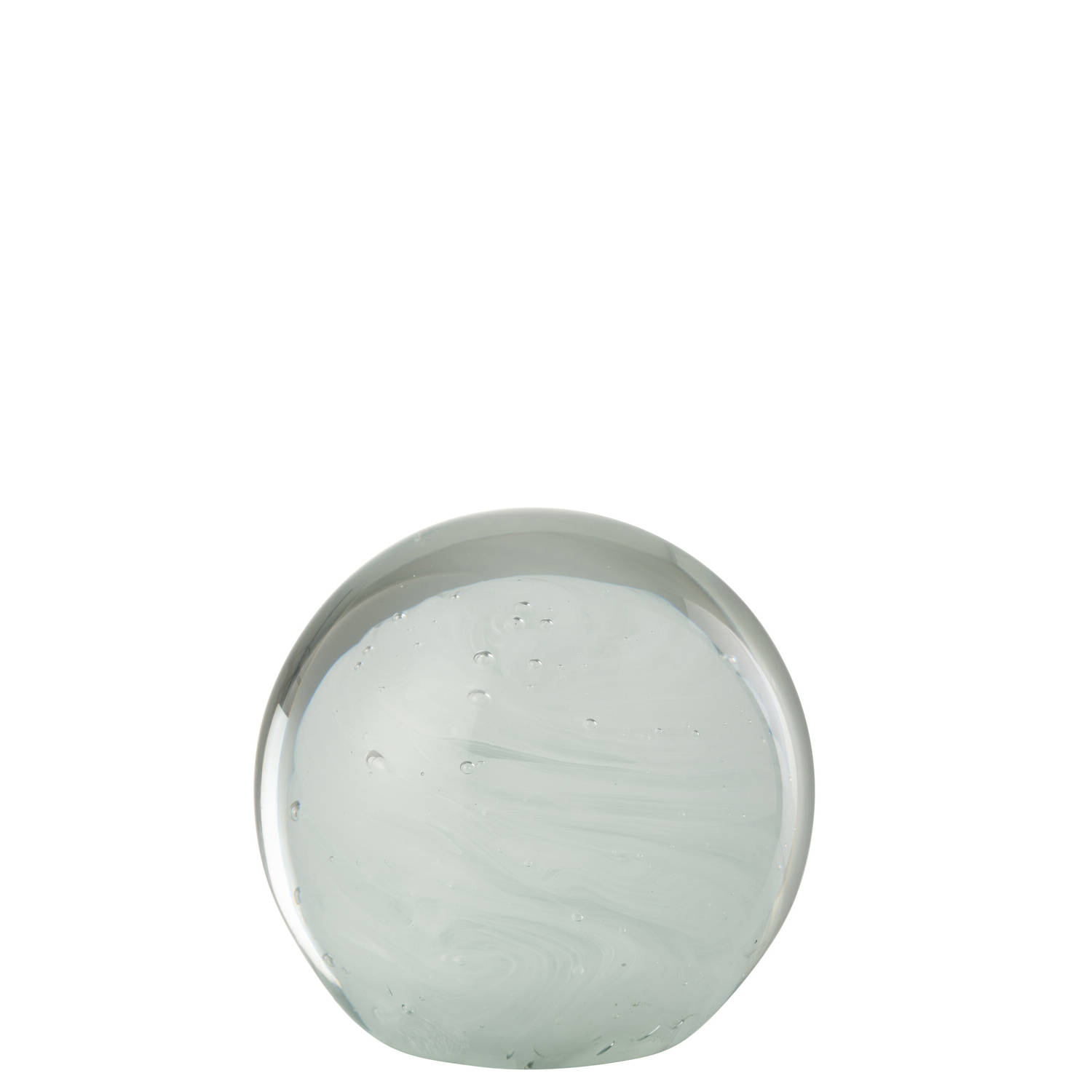 J-line - Presse-papier Twister Rond Glas Wit Large - 17.5x17.5x17cm