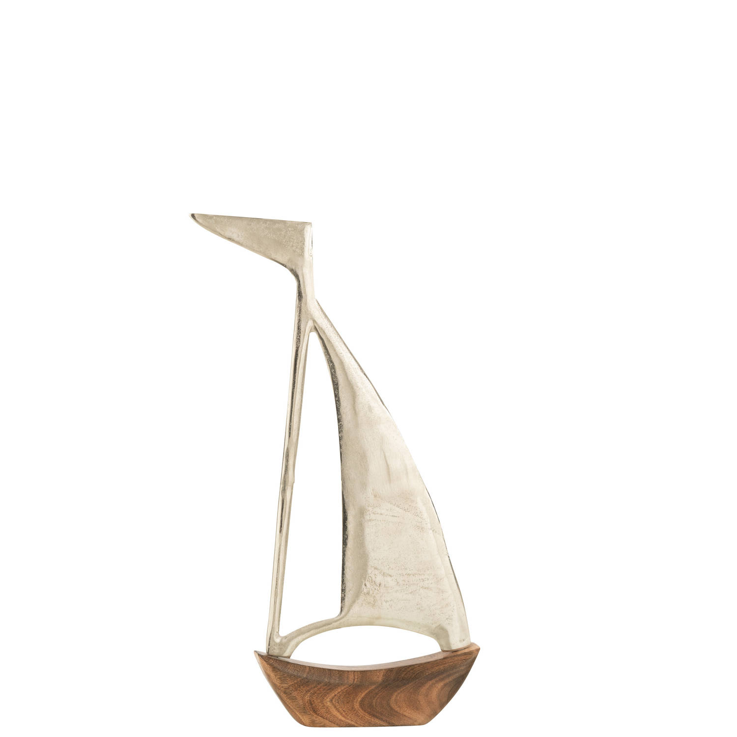 J-line - Boot Aluminium/mangohout Zilver/naturel Small - 60x31x4cm