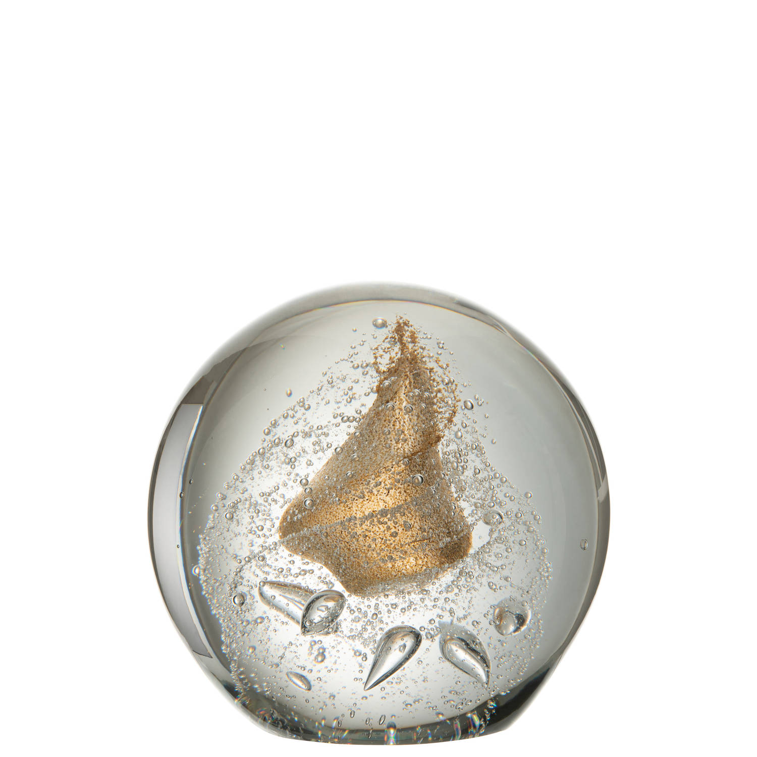 J-line - Presse Papier Bubbel Glas Goud Extralarge - 17x17x17cm