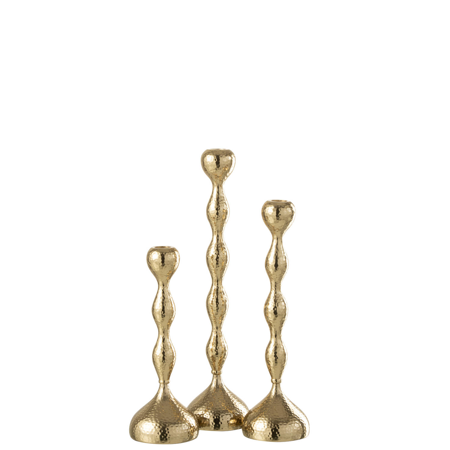 J-line - Set Van Drie Kandelaars Borne Aluminium Goud - 9x9x39cm