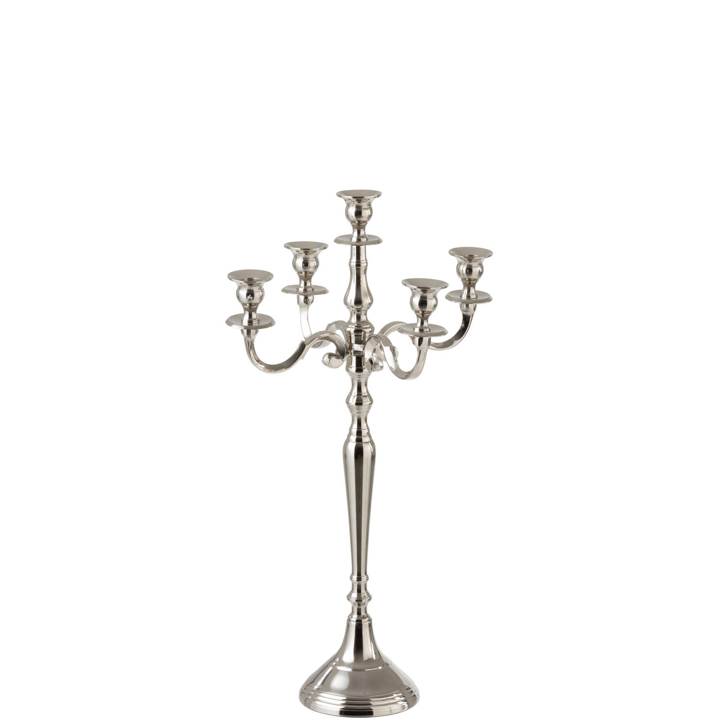 J-line - Kandelaar 5-arm Klassiek Aluminium Zilver Small - 35.5x35.5x63cm