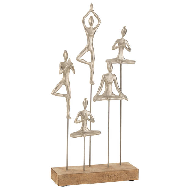 J-line - Vrouwen Yoga Hout Metaal Naturel/zilver - 26x9x52.5cm