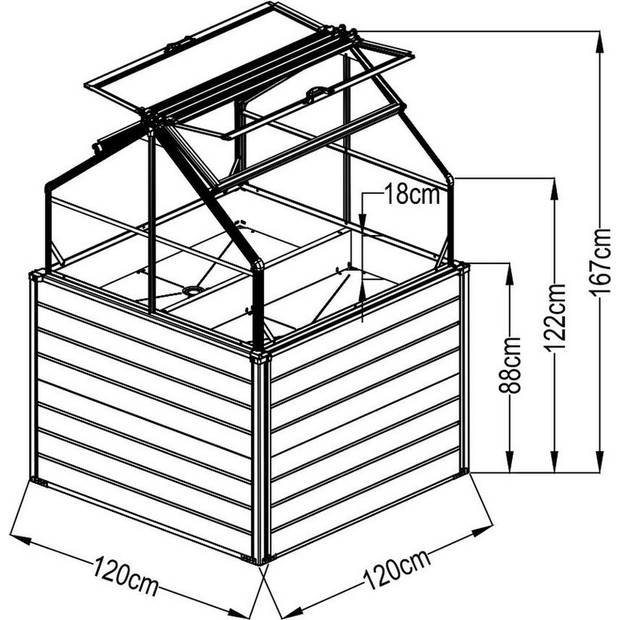 Plantenbak Westmann SUP003 - Bloembak - Verhoogde Moestuin - 120x120x169 cm