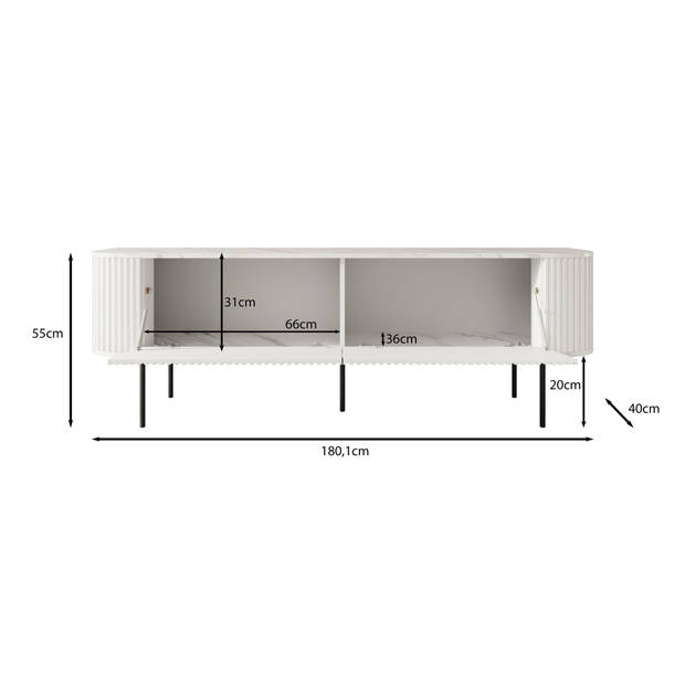 Meubella TV-Meubel Reborn - Zwart - 180 cm