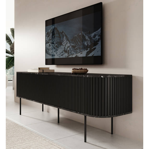 Meubella TV-Meubel Reborn - Zwart - 180 cm