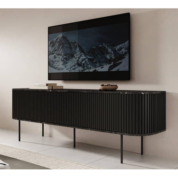 Meubella TV-Meubel Reborn - Zwart - 180 cm