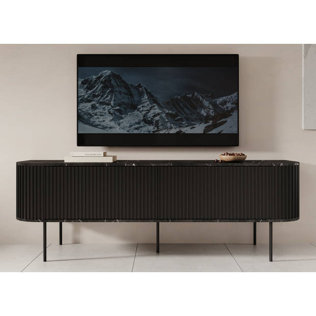 Meubella TV-Meubel Reborn - Zwart - 180 cm