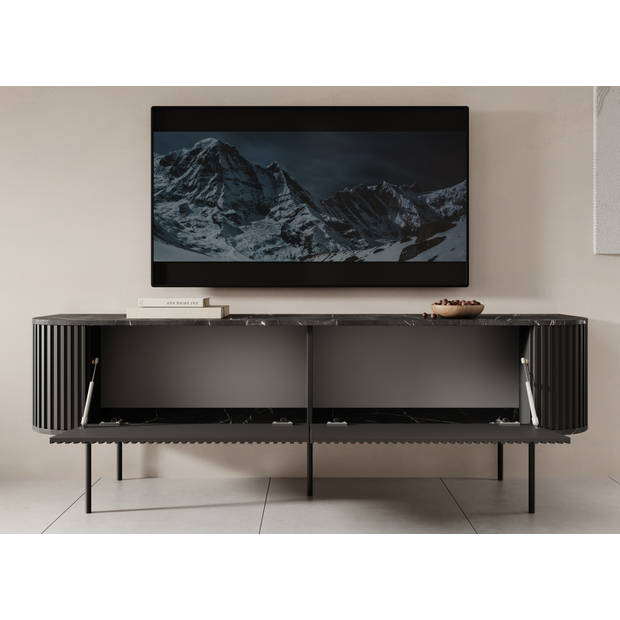 Meubella TV-Meubel Reborn - Zwart - 180 cm