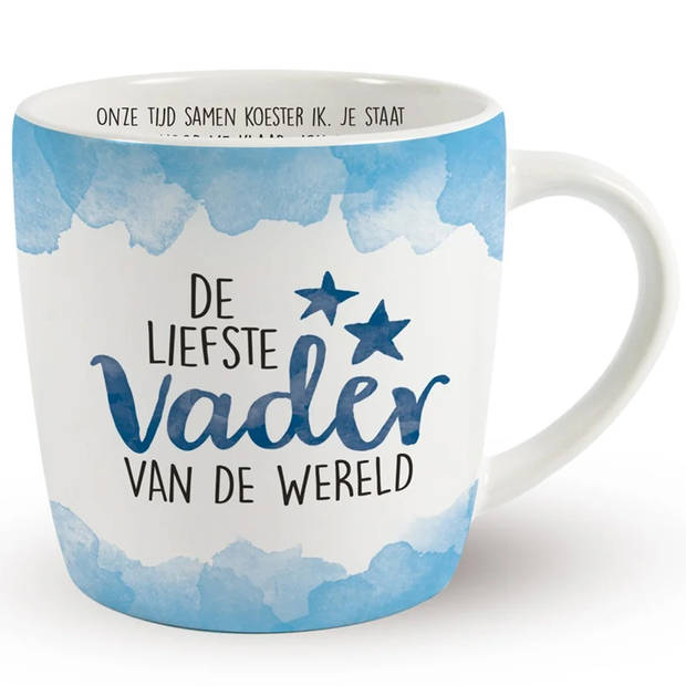 Miko Cadeau koffie/thee mok vader - wit/blauw - lieve papa - porselein - Vaderdag - feest mokken