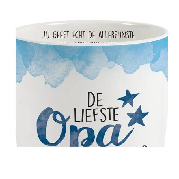 Miko Cadeau koffie/thee mok opa - wit/blauw - lieve opa - porselein - feest mokken