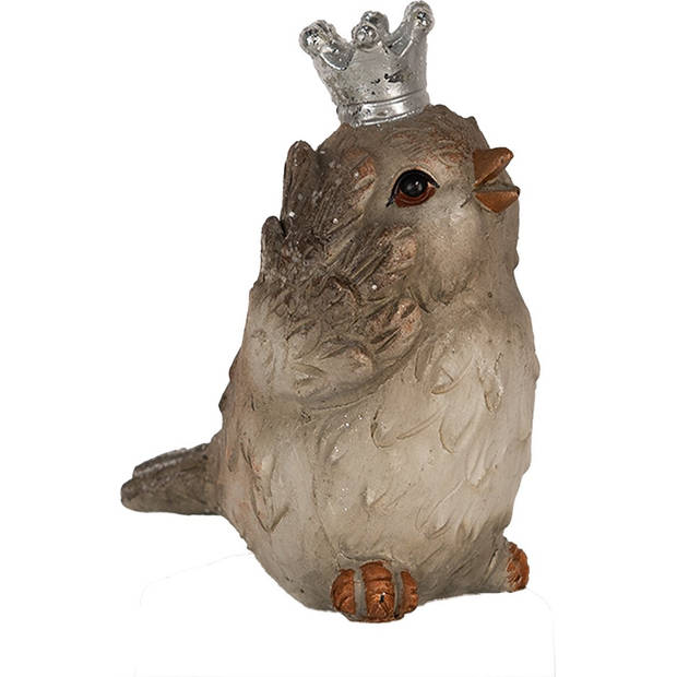 HAES DECO - Decoratie Beeld Vogel 8 cm Beige Polyresin