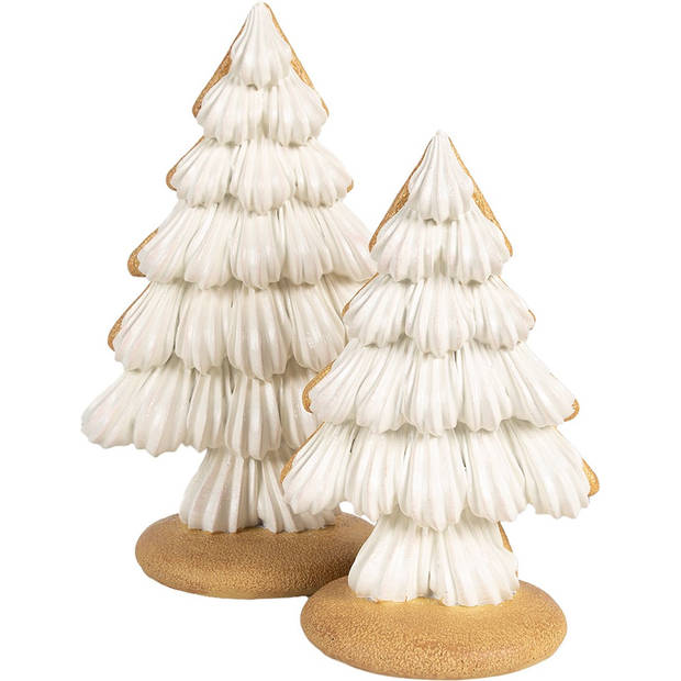 HAES DECO - Kerstdecoratie Kerstbomen 13x10x21 cm Beige Kunststof