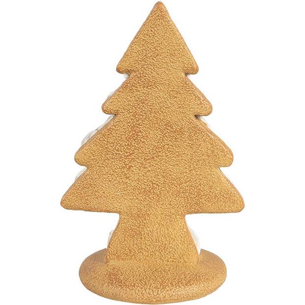 HAES DECO - Kerstdecoratie Kerstbomen 13x10x21 cm Beige Kunststof