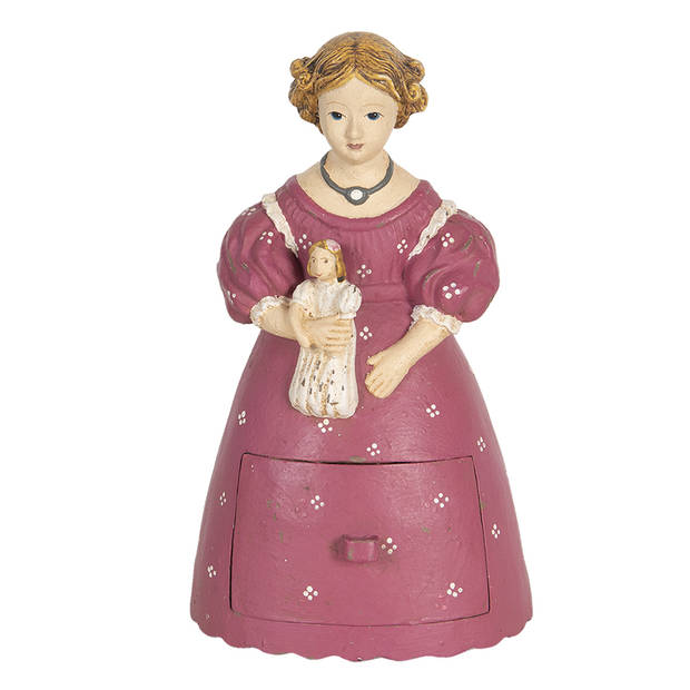 HAES DECO - Beeld Vrouw 20 cm Roze Kunststof Woonaccessoires beeld decoratie Decoratieve Accessoires