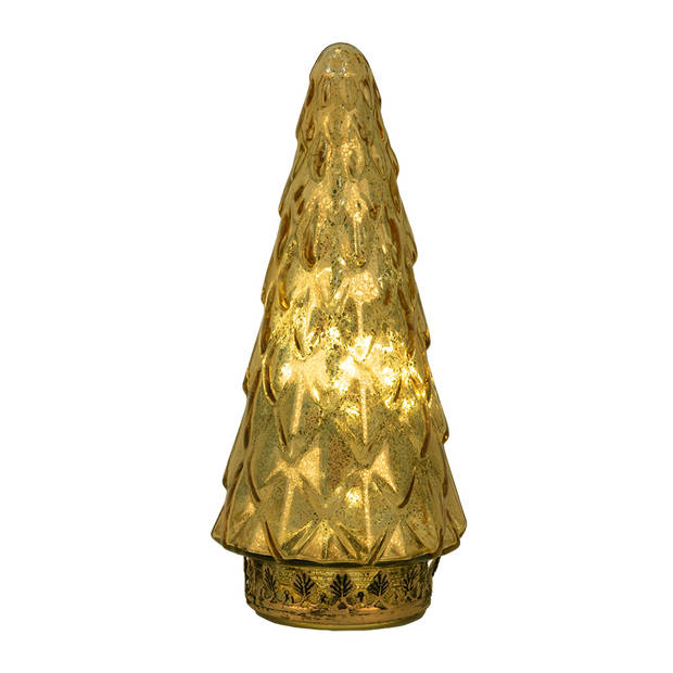 Clayre & Eef Kerstdecoratie met LED-verlichting Kerstboom Ø 11x24 cm Goudkleurig Glas Goudkleurig