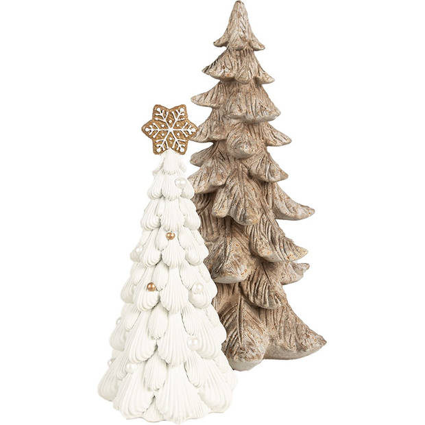 HAES DECO - Kerstdecoratie Kerstboom Ø 13x26 cm Wit Kunststof