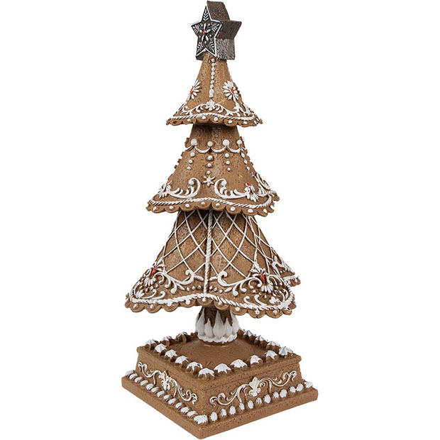 HAES DECO - Kerstdecoratie Kerstboom Ø 18x32 cm Bruin Kunststof