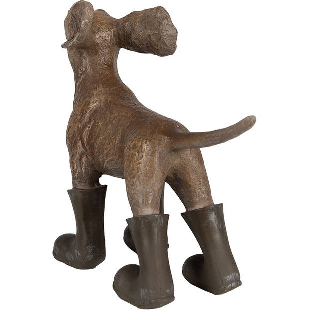 HAES DECO - Decoratie Beeld Hond 29x10x23 cm Bruin Groen Polyresin