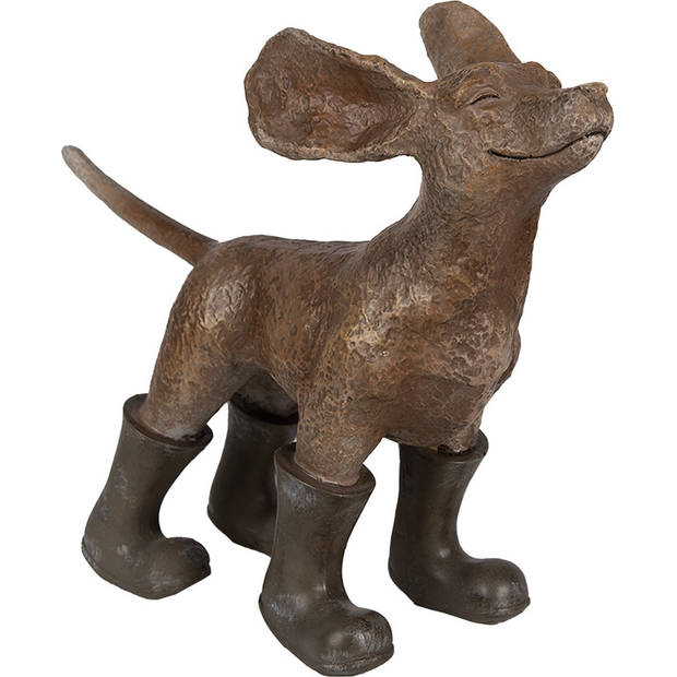 HAES DECO - Decoratie Beeld Hond 29x10x23 cm Bruin Groen Polyresin