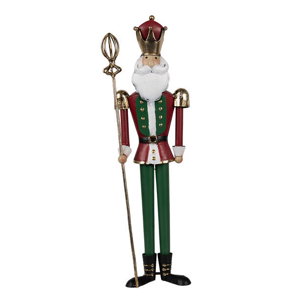 HAES DECO - Kerstdecoratie Notenkraker 36 cm Groen Rood IJzer