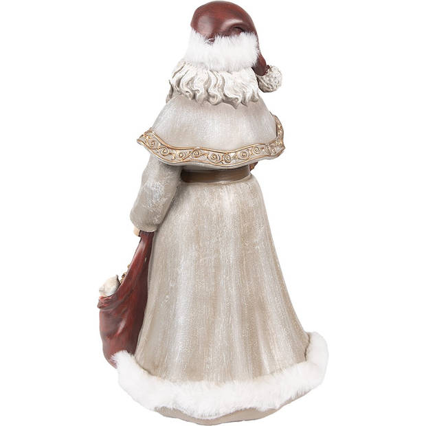 HAES DECO - Beeld Kerstman 31 cm Grijs Polyresin Kerstfiguren