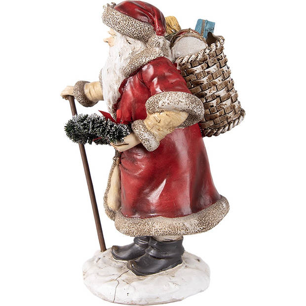 HAES DECO - Kerstdecoratie Beeld Kerstman 20 cm Rood Polyresin Kerstfiguren