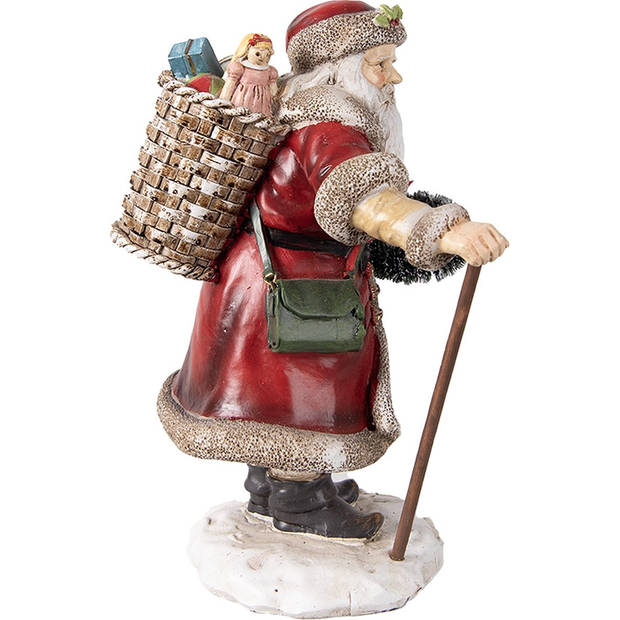 HAES DECO - Kerstdecoratie Beeld Kerstman 20 cm Rood Polyresin Kerstfiguren