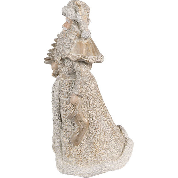 HAES DECO - Beeld Kerstman 15 cm Goudkleurig Polyresin Kerstfiguren